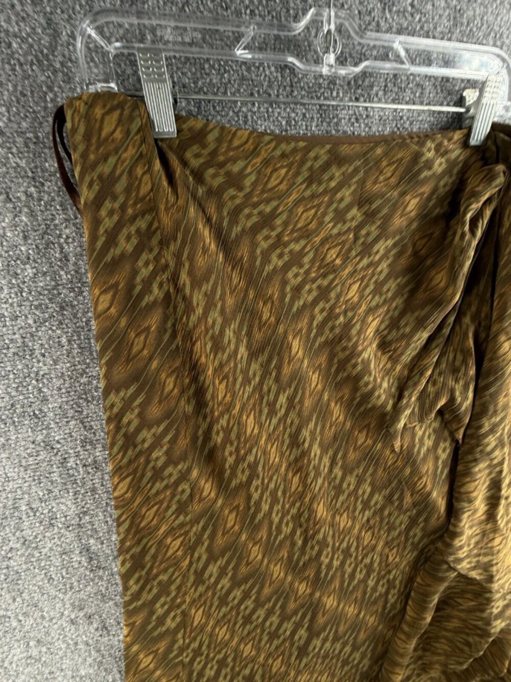 NWT Lauren Ralph Lauren TAHITI Silk Modern Brown Green Ruffle Skirt Size Medium - Picture 4 of 16
